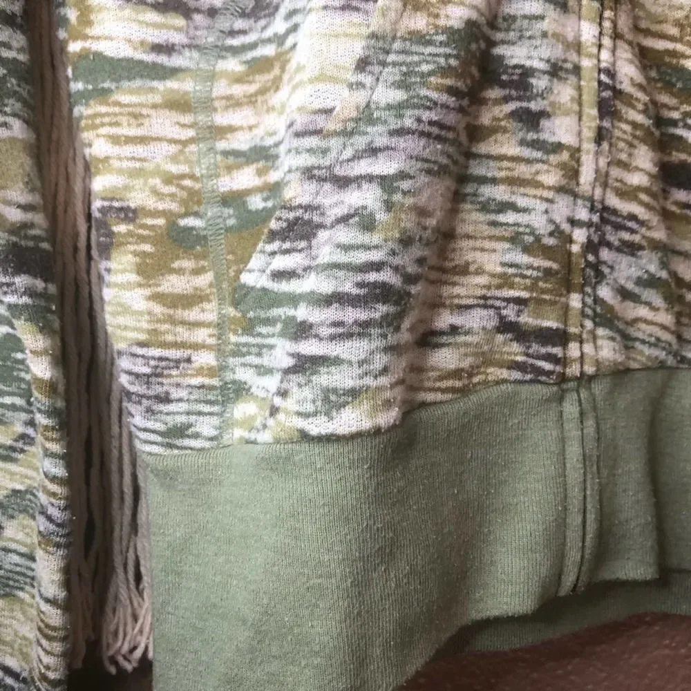 Free People Cropped Camouflage Burn Out Hoodie